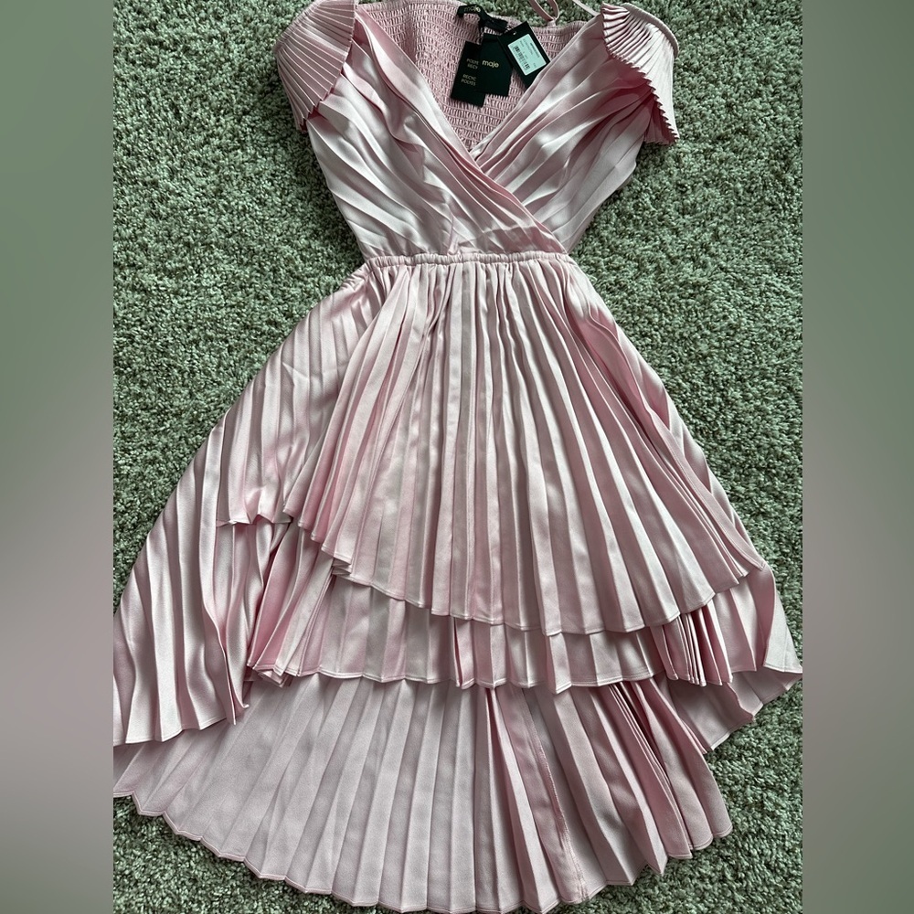 Maje Elegant Pink Pleated Dress - Picture 7 of 7